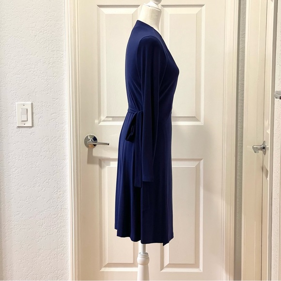NWT Komarov Long Sleeve True Wrap Dress in Deep Blue Size M - Picture 4 of 14